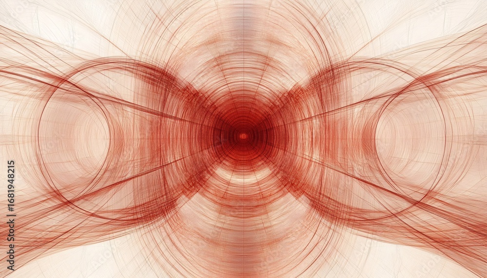 Poster the illustration shows an abstract pattern with concentric circles and swirling lines in shades of r