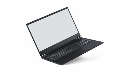 Modern Black Laptop Isolated on White Background