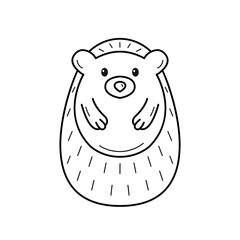 Cute hedgehog. Autumn forest character in sketch doodle style.