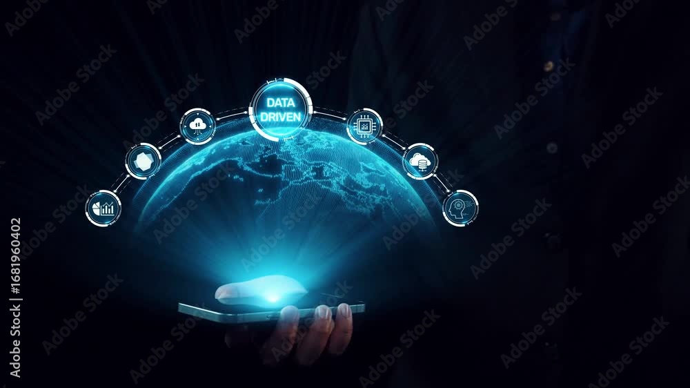 Poster data-driven decision-making empowers business through analytics, datum collection, and ai systems. d