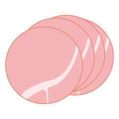 ハム　スライスハム　ロースハム　イラスト　ベクター　シンプル