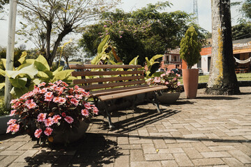 BRANCO DA PRAÇA COM MUITAS ARVORES E FLORES LINDAS ROSA (WHITE SQUARE WITH MANY BEAUTIFUL PINK...