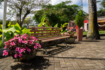 BRANCO DA PRAÇA COM MUITAS ARVORES E FLORES LINDAS ROSA (WHITE SQUARE WITH MANY BEAUTIFUL PINK TREES AND FLOWERS)