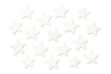 Many white paper stars falling on a transparent background, perfect for christmas or festive projects