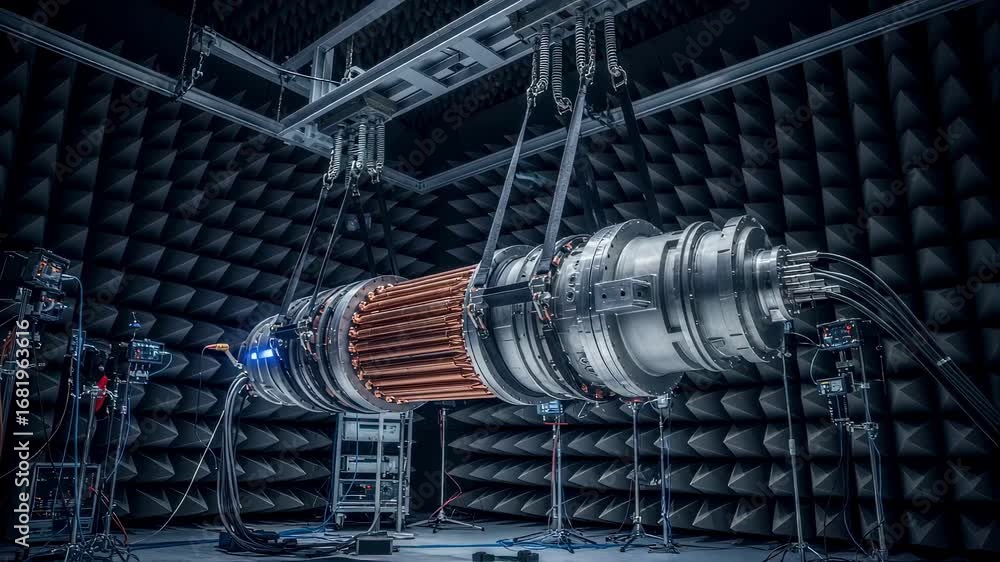 Poster laboratory view of a highfield mri gradient coil suspended in a vibrationisolated acoustic test cham