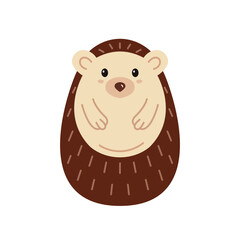 Cute hedgehog. Funny  forest animal. Childish flat vector illustration isolated on white.