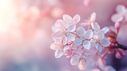 Obraz premium Elegant pink blossoms shining brightly on delicate floral branch picture