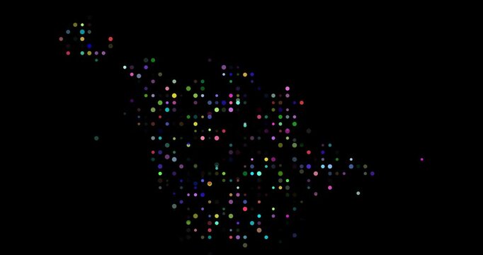 Particle Animation Building Vivid Heard Island Map from Flying Circles