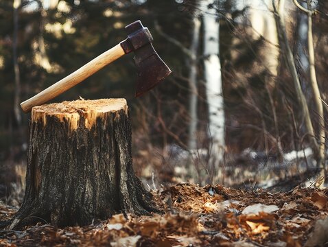 Autumn Forest Axe: Essential Woodworking and Logging tool for Wilderness Adventures