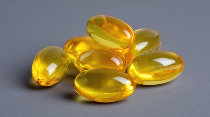 Omega capsule benefit: fish oil, healthy fat, golden dose, heart support, brain function, smooth gel, daily intake, nutrient flow, wellness boost, clear supplement, balanced routine