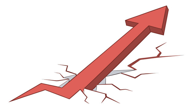 Bold red arrow symbolizing growth and progress breaking through barriers