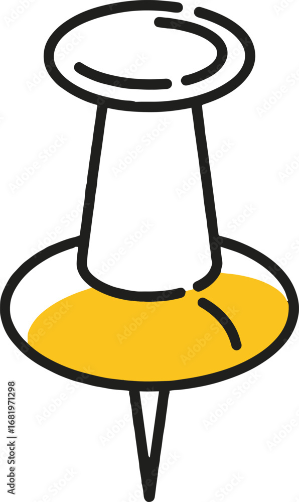 Poster pushpin icon with a yellow base, isolated on white background vector illustration of a tack symbol f