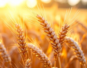 Close-Up of Wheat Ears with Golden Texture under Sunlight – Rural Argentina