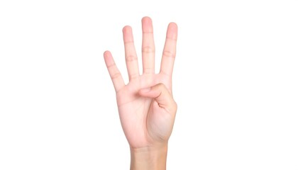 Obraz premium Hand displaying the number four