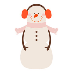 Snowman cartoon character. Christmas Snowman