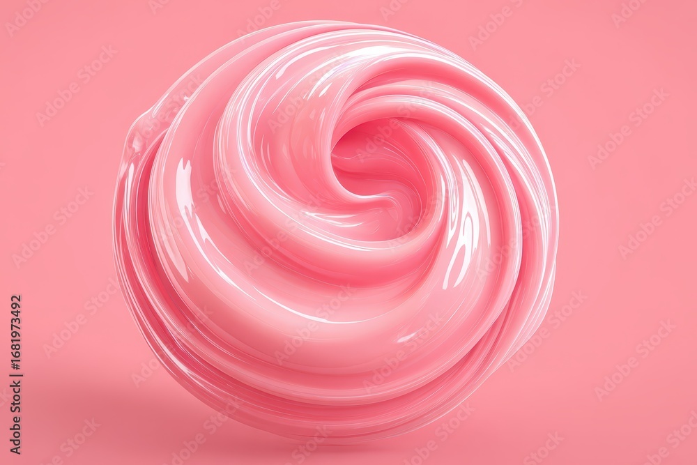 Poster a mesmerizing, glossy pink swirl, creating a captivating and smooth abstract shape with light and sh