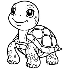 Cute Kawaii Turtle Coloring Page