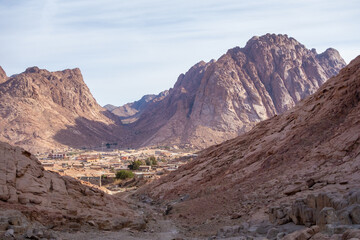 Fototapeta premium A collection of shots capturing the rugged, spiritual, and beautiful landscapes of the St. Catherine area in Egypt's Sinai Peninsula.