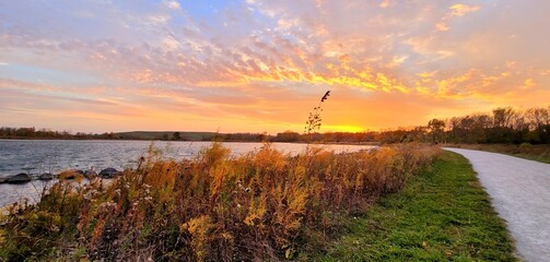 sunset over the water