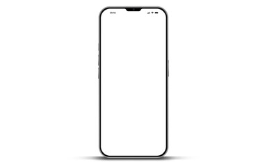 Realistic smartphone mockup. Mobile phone vector with isolated on white background. Device front view. 3D mobile phone with shadow. Realistic, high quality smart phone mockup for ui ux presentation.