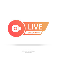 Live streaming icon. Live stream icons. Video broadcasting icon. Red live symbol for TV, news, movies, shows, webinar. Online stream icons.