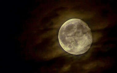 beautiful and bright moon, painting with paints