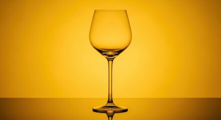 Elegant wine glass silhouette on yellow background