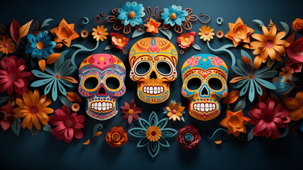 Day of the dead or dia de los muertos themed design for background, banner, wallpaper, cards, or advertising