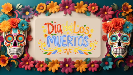 Day of the dead or dia de los muertos themed design for background, banner, wallpaper, cards, or advertising