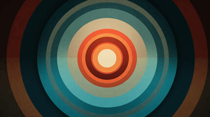 Textured retro bullseye design with concentric rings in a vintage muted color palette.