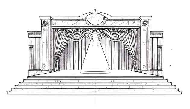 Architectural sketch of a stage