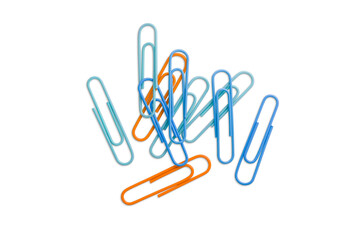 Colorful paper clips isolated on a transparent background, PNG. high resolution.