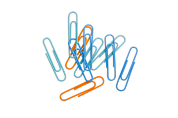 Colorful paper clips isolated on a transparent background, PNG. high resolution.