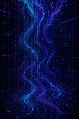 Futuristic holographic data streams flowing through digital matrix environment with neon particles and cyberpunk aesthetics