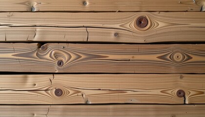 Fototapeta premium Rustic wood plank background texture. Weathered, aged timber surface with natural grain and knots. Ideal for rustic designs, surface, wood panel, rustic