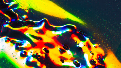 Abstract neon holographic bubbles, colorful liquid rainbow waves, vibrant glowing psychedelic texture