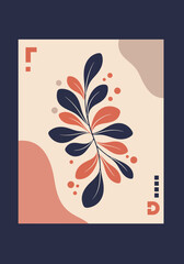 Minimalist botanical illustration with geometric accents and earthy palette