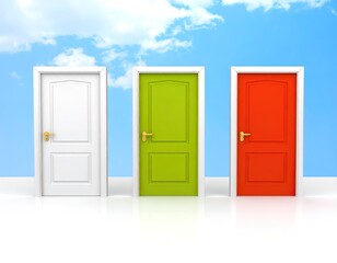 tres puertas iguales de colores diferentes