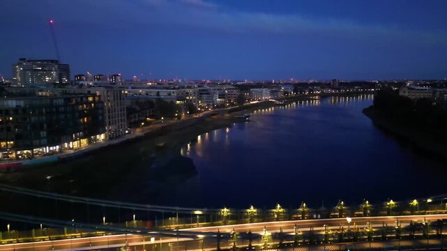 Aerial View Shot of London UK, United Kingdom, Hammersmith
