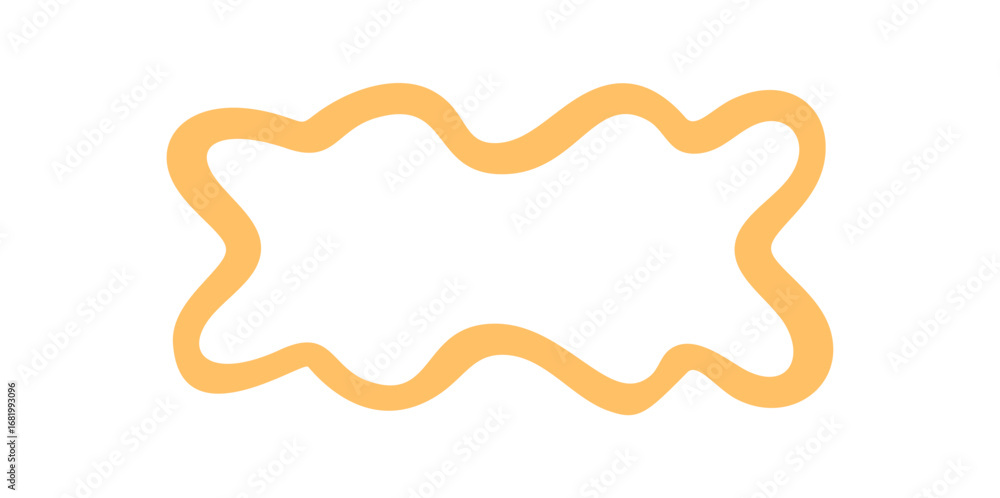 Wall mural groovy wavy retro outline rectangle border creates a playful frame shape in bright yellow. retro y2k