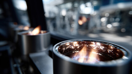 A close-up view of flames in a high-tech environment, symbolizing the passion and energy driving innovations in engineering and technology.