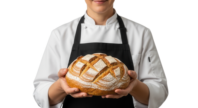 Skilled Baker Proudly Presents a Deliciously Crafted Rustic Loaf of Artisan Bread