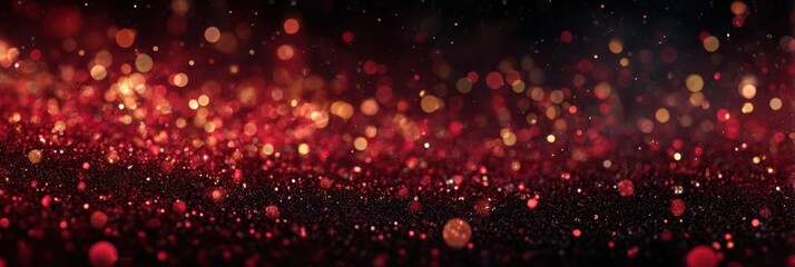 Glittering red and gold particles create a stunning background for celebrations or festive events