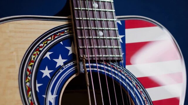 American six-string musical instrument featuring the national banner's colors
