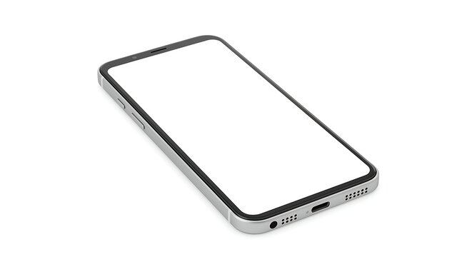 Sleek modern smartphone with blank white screen ready for your custom design and content