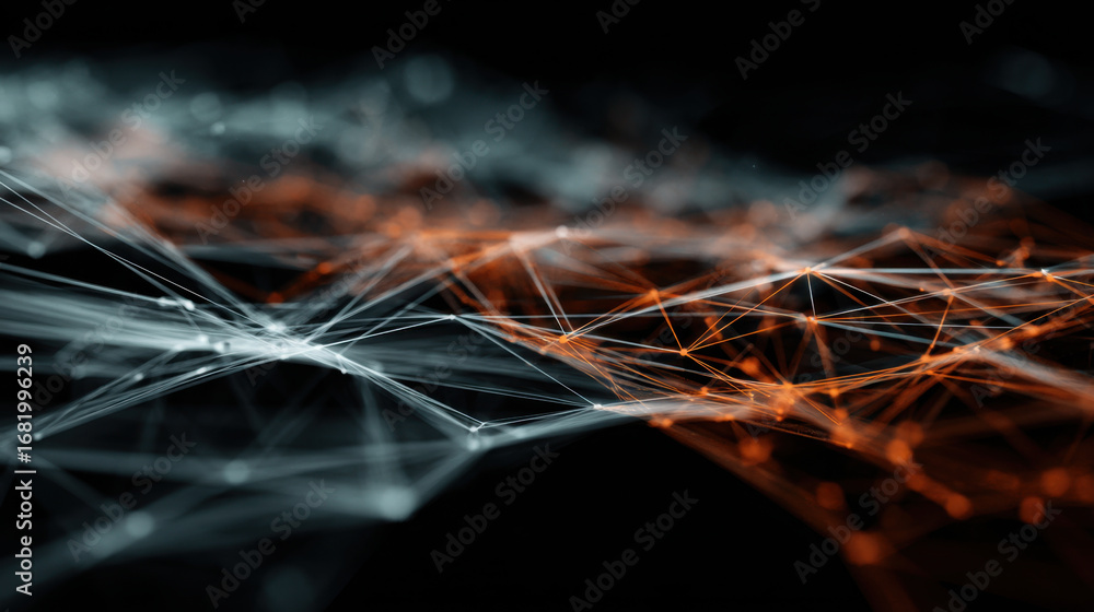Aufkleber abstract network design digital connections glowing lines technology background futuristic pattern d