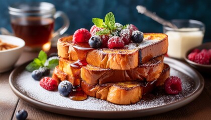 gourmet brunch ideas indulge in a lavish brunch with bacon jam filled french toast drizzled with powdered sugar and topped with berries