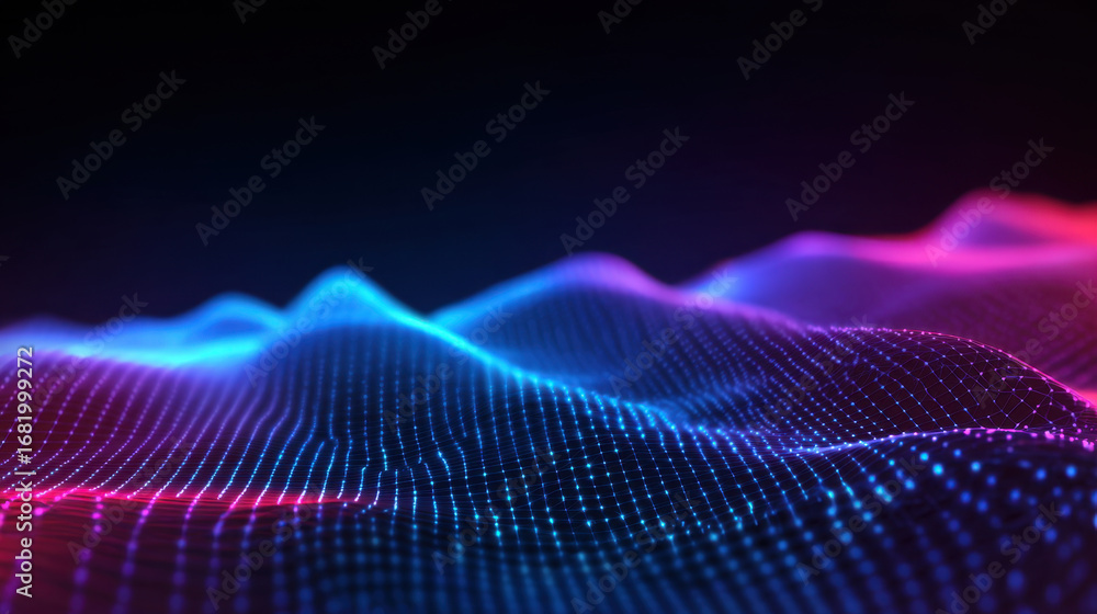 Poster digital waves create mesmerizing visual of vibrant colors and intricate patterns, showcasing blend o