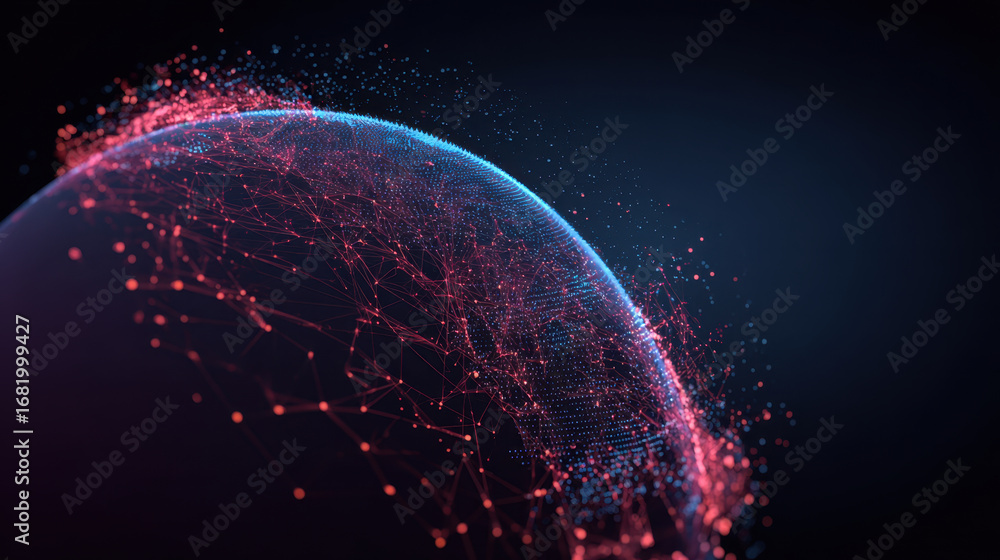 Aufkleber digital representation of globe with interconnected lines and dots, showcasing network of data in vi