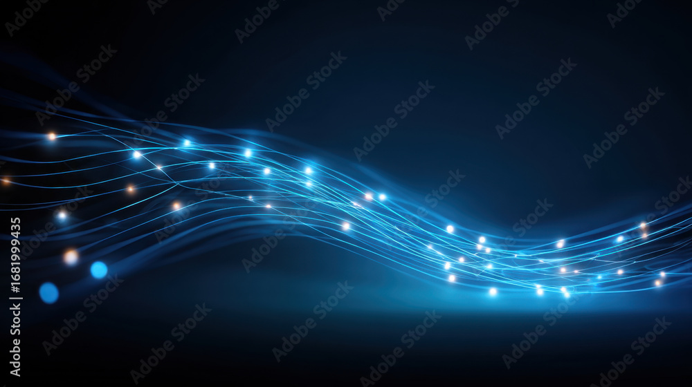Poster dynamic blue light trails create mesmerizing visual effect, evoking sense of movement and energy. gl
